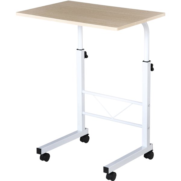 HOMCOM Beistelltisch höhenverstellbar Couchtisch mobil mit Rädern & Bremsen, C-Tisch aus Spanplatte & Stahl, vielseitig einsetzbar Aosom.de