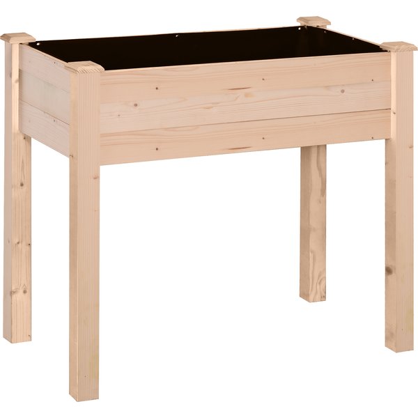Outsunny JardinièRe SuréLevéE En Bois, Carré Potager Sur Pied SuréLevé, Trous De Drainage, Tissu Non Tissé, 86X46X76 Bois Naturel-image