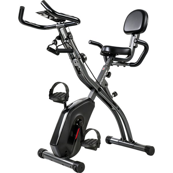 Sportnow VéLo D'exercice Pliable 3-En-1 Avec Bandes De RéSistance, Application Bluetooth, RéSistance MagnéTique à 8 Niveaux, ÉCran Lcd-image