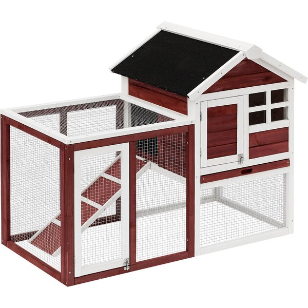 PawHut Clapier Cage Lapins Multi-éQuipé Niche SupéRieure Avec Rampe Plateau ExcréMent FenêTre Enclos ExtéRieur SéCurisé 2 Portes Aosom France-image