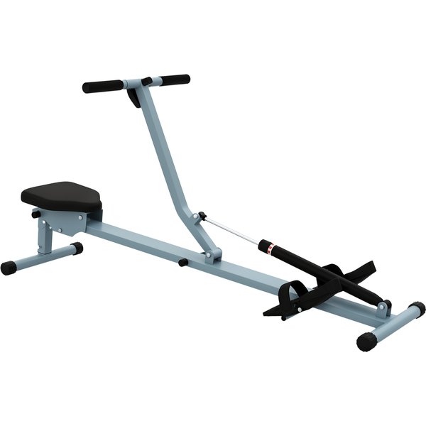Homcom Rameur D'appartement Appareil De Fitness Et Musculation Cardio Training éCran Lcd Multifonction Acier Gris Et Noir-image