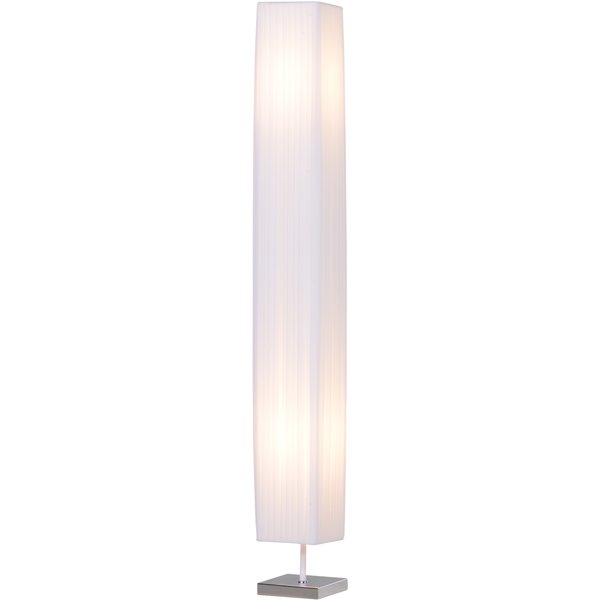 Homcom Lampe Lampadaire Colonne Sur Pied Decoration Salon Moderne LumièRe TamiséE 40 W 14L X 14L X 120H Cm Inox Blanc-image