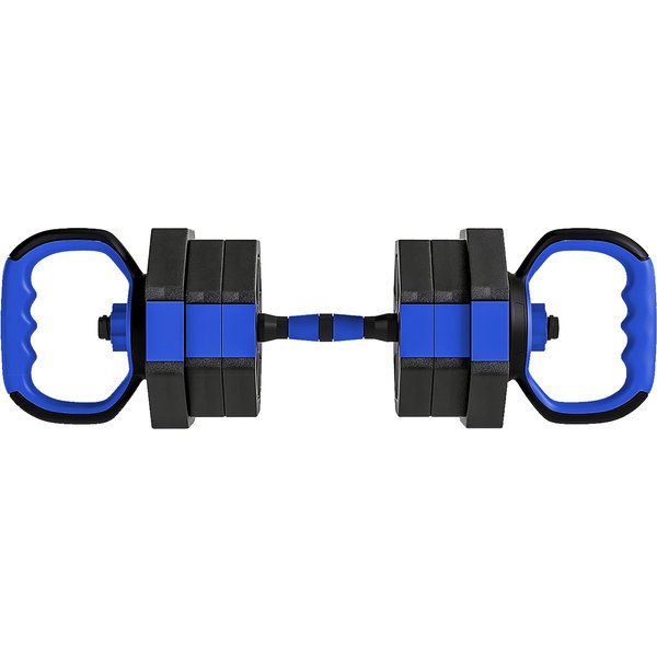 Sportnow Ensemble D'haltèRes Musculation 6-En-1 HaltèRe RéGlable 20 Kg Kettlebell, Barre De Musculation Support Pour Pompes Bleu-image