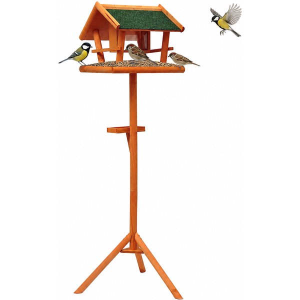 Homcom Mangeoire Pour Oiseaux Sauvages Sur Pied Abris à Oiseaux Nichoir A Plateau Station A Oiseaux Bois Pour Exterieur 150Cm-image