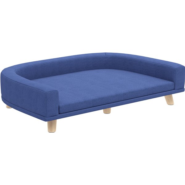 PawHut Hundesofa Hundecouch mit Holzbeine Abwaschbares Hundebett mit Sitzkissen Haustiersofa Katzensofa für große Hunde, 98 x 67 x 25 cm Blau Aosom