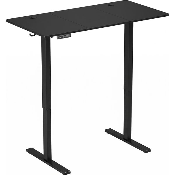 HOMCOM Standing Desk Memory Control Height Adjustable Desk 2 Cable Holes LED Display Sit Stand Desk Black
