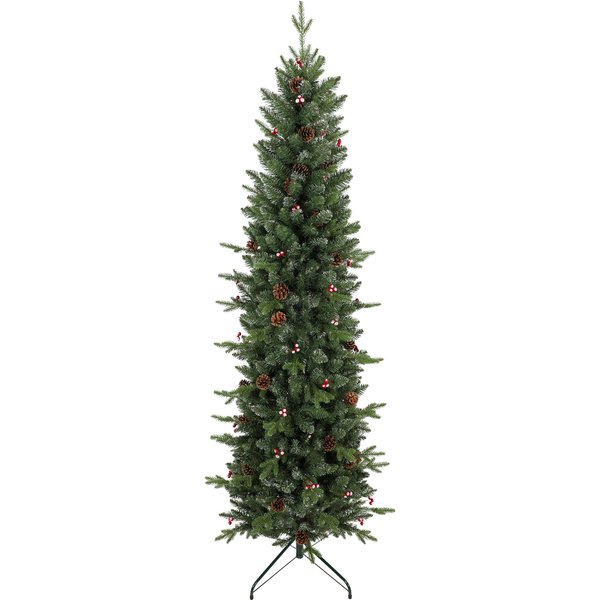 HOMCOM Slim Gracious Pine Xmas Tree, 6ft/180cm Artificial Christmas Tree with 688 Branch Tips, Foldable Steel Stand, Green | Aosom Ireland