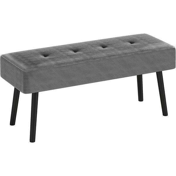 HOMCOM End of Bed Bench, Corduroy Bedroom Bench with Thick Padding and Steel Legs, Tufted Window Seat for Entryway, Living Room, Grey | Aosom Ireland