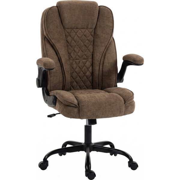 HOMCOM Office Chair, Ergonomic Desk Chair with Flip-up Armrest, Pocket Springs, Swivel Wheels, Adjustable Height, Brown | Aosom Ireland