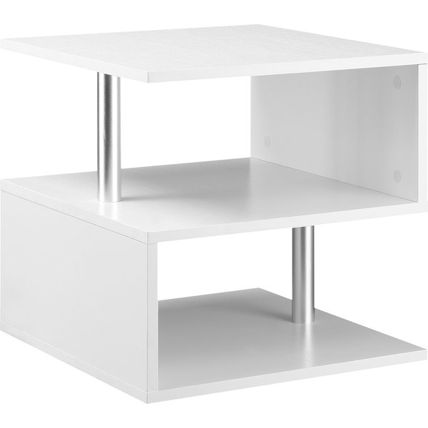 HOMCOM Couchtisch Beistelltisch Kaffeetisch Teetisch Wohnzimmertisch Holzmaserung E1 Spanplatte Metall Weiß 50 x 50 x 50 cm Aosom