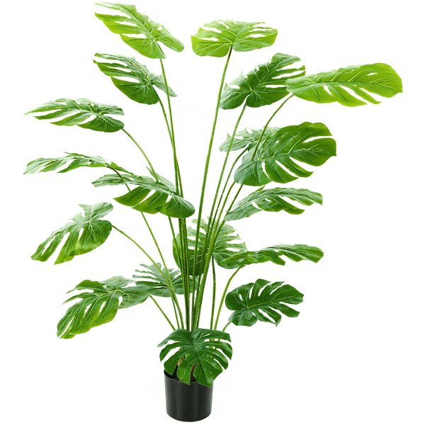 Homcom Plante Artificielle Arbre Artificiel Monstera Deliciosa Avec Pot Inclus Hauteur 150 Cm IntéRieure Vert-image