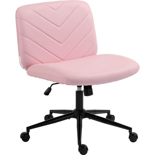 HOMCOM Home Office Desk Chair Height Adjustable Swivel Chair Cross Legged Wide Seat Swivel Wheels Pink | Aosom Ireland