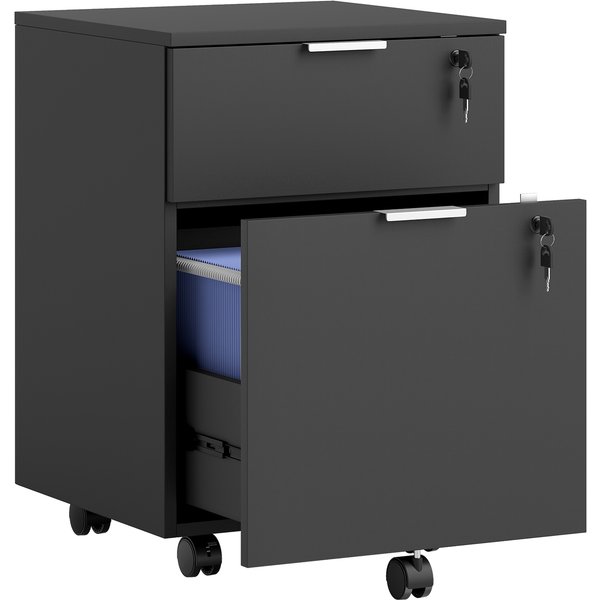 HOMCOM Two-Drawer Lockable Filing Cabinet - Black