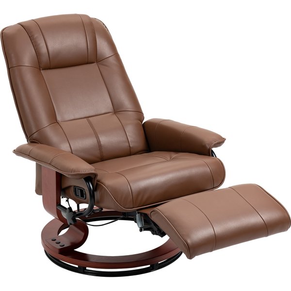 HOMCOM Faux Leather Armchair, with 145° Reclining Back and Footrest - Brown | Aosom Ireland