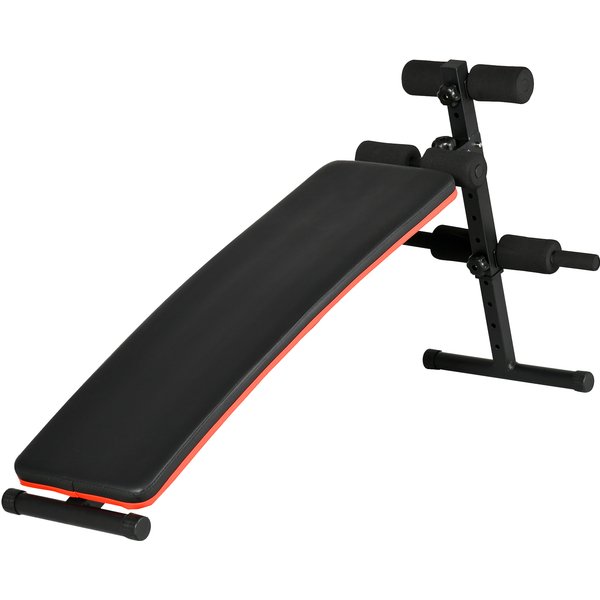 Homcom Banc De Musculation Pliable Banc Fitness Multifonction Hauteur RéGlable Exercice Gymnase Bureau à Domicile 47 X 139 X 51-69 Cm Noir Et Rouge-image