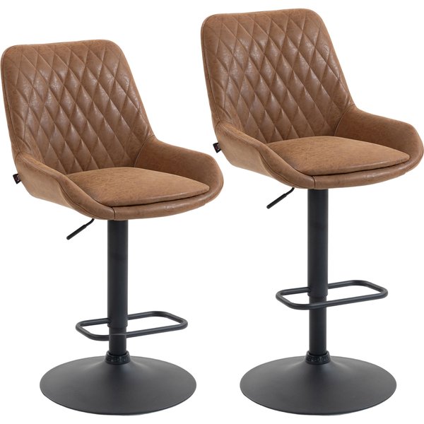HOMCOM Set of Two Faux Leather Retro Bar Stools - Orange