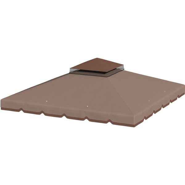 Outsunny Ersatzdach für Pavillon 3x3m Wasserabweisend Pavillondach mit Doppeldach Wasserablauflöchern, Ersatzbezug für Gartenpavillon Ersatzteile aus Polyester, Khaki Aosom
