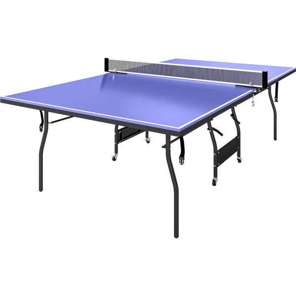 SPORTNOW Tischtennisplatte klappbar Mid Size Tischtennistisch mit Rolle Tischtennisnetz 3 Bälle 12mm Tischplatte wetterfest Ping Pong Tisch für Outdoor Indoor 274 x 152,5 x 76 cm Blau Aosom