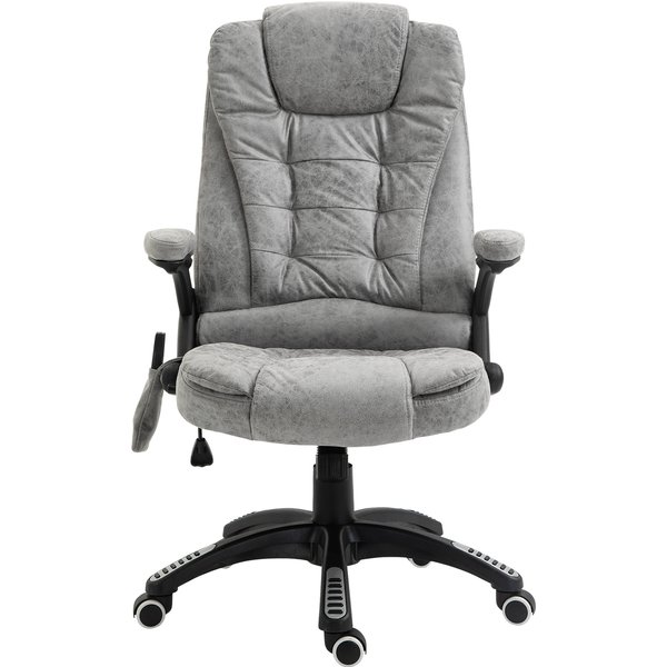 Vinsetto Bürostuhl mit Massage- und Wärmefunktion, ergonomisch, höhenverstellbar, reibungslos, 6 Massagepunkte, 68B x 72T x 110-120H cm, Grau Aosom