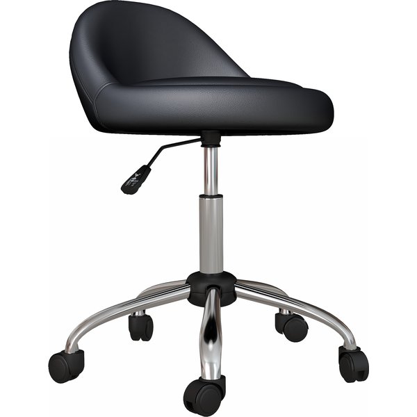 HOMCOM Rollhocker Höhenverstellbarer Drehhocker 63-83 cm mit Rädern, Kunstleder schwarz, ideal als Salonstuhl oder Arbeitshocker Aosom.de