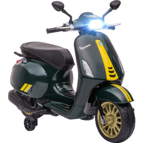 Aiyaplay Scooter éLectrique Enfant Vespa 6 V Dim. 107L X 47L X 73H Cm Musique MP3 Port Usb Phare 2 Roues D'entraîNement - Vert-image