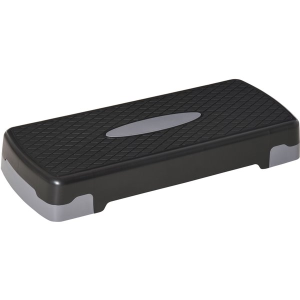 HOMCOM Steppbrett Aerobic Fitness 2-stufig höhenverstellbar 10/15 cm Heimtrainer Stepper Schwarz Grau 68x29x15cm für effektives Workout Aosom.de