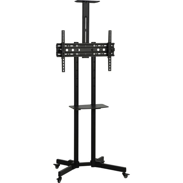 HOMCOM TV Ständer Rollbar für 32-75 Zoll Fernseher, Höhenverstellbarer Fernsehständer mit Feststellrollen, Kameraablage & Geräteablage, Metall, max. VESA 400 x 600 mm, Schwarz Aosom