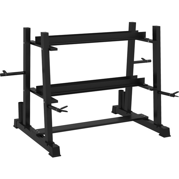 SPORTNOW Hantelständer 3 Ebenen bis 200 kg Stahl Schwarz 131x75x80 cm für Fitnessstudio & Heimtraining Aosom.de
