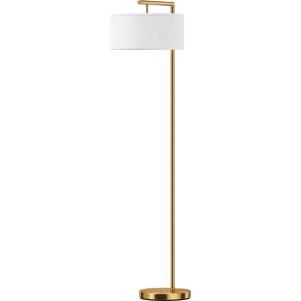 HOMCOM Stehlampe E27 Sockel Stehleuchte für Wohnzimmer Schlafzimmer Büro, Metall Stahl Leinen Gold Weiß 47x37x153 cm Aosom.de