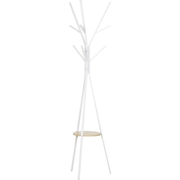 HOMCOM Garderobenständer Standgarderobe Kleiderständer Flurgarderobe Weiß Metall 45x45x180cm für Ordnung im Flur Aosom.de