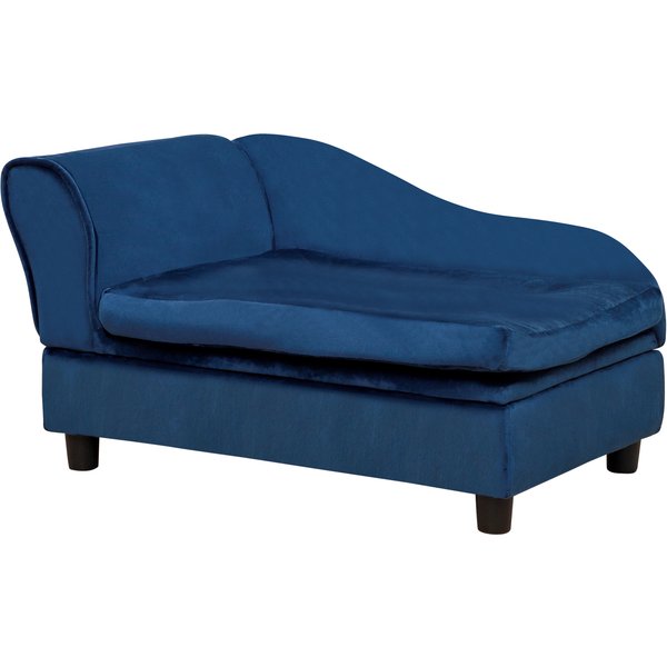 PawHut Hundesofa Hundebett Hundecouch aus Plüsch mit Lagerraum, Rückenlehne, Kissen Katzensofa für kleine Hunde 76 x 45 x 43 cm Blau Aosom