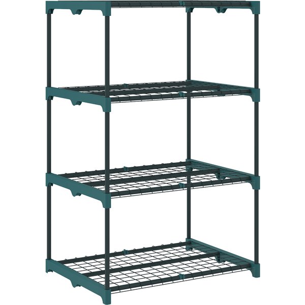 Outsunny 4-Etagen Pflanzenständer, 105 cm hoch Blumenständer für Innen Außen, Pflanzenregal aus Stahl, mehrstöckig Blumenregal, Blumentopfständer für Garten Balkon Deko, Dunkelgrün Aosom