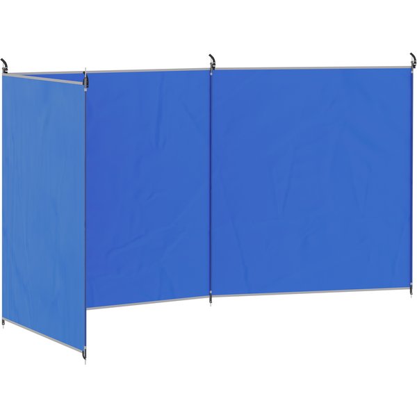 Outsunny Windschutz Camping Sichtschutz mit 4 Stahlstangen Tragetasche Windfang Zaun Strandwindschutz Strandschutz für Camping Garten, Strand, Terrasse 540 x 150 cm Blau Aosom