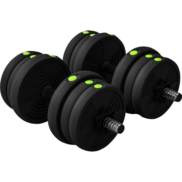 SPORTNOW 2-in-1 Hantel Set, 20 kg verstellbar Dumbbell Set mit 12 Hantelscheiben, bodenschonend für Krafttraining, Fitness, Gewichtheben, Schwarz Aosom