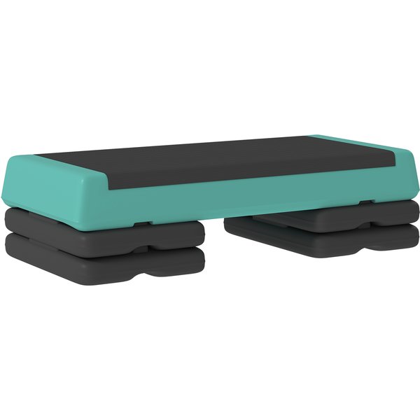 SPORTNOW Steppbrett höhenverstellbar Fitness Aerobic Stepper mit 3 Stufen (10,5/15,5/20,5 cm), Anti-Rutsch-Matte, Rutschfest Step Bench für Zuhause Fitnessstudio Büro Grün Aosom