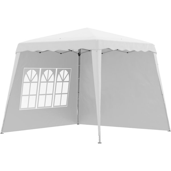 Outsunny Faltpavillon 2,4 x 2,4m Pavillon mit Seitenwand höhenverstellbar Partyzelt mit UV-Schutz, Faltzelt mit Tragetasche für Garten, Balkon, Oxford, Stahl, Weiß Aosom