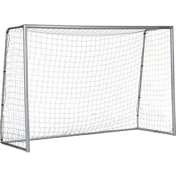SPORTNOW Fußballtor mit PE-Netzgewebe, Fußball-Tor für Kinder und Erwachsene, 300 x 120 x 200 cm, Stahl, PE, für Garten, Fußballtraining, Grau Aosom