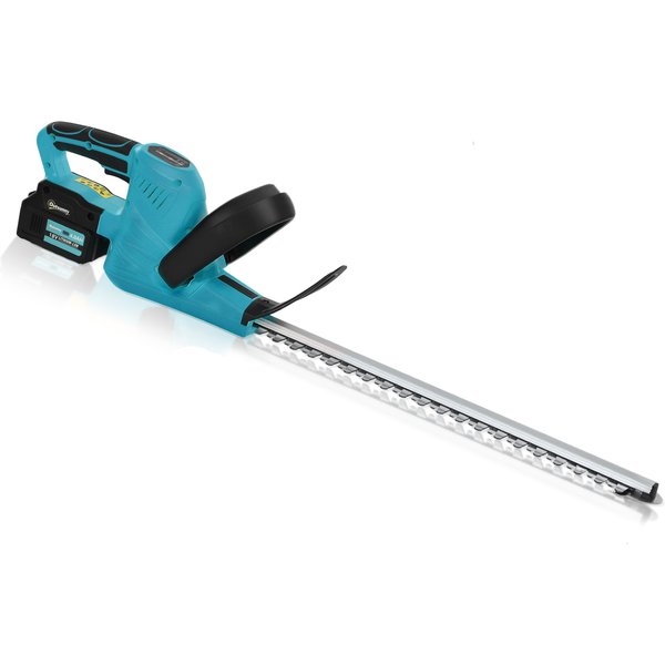 Outsunny Elektro Heckenschere Akku Elektrischer Heckenschneider mit 51cm Schnittlänge, Bürstenlosem Motor, 2 Akkus, Kabellos, Metall, für Äste, Sträucher, Zweige, Blau Aosom