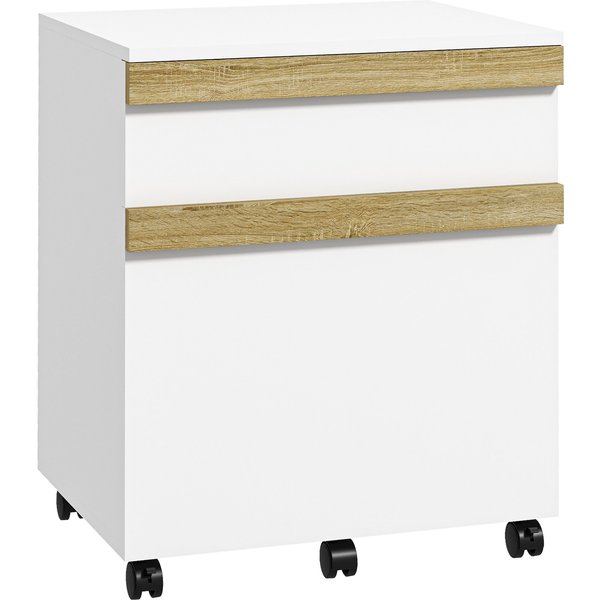 Vinsetto Caisson De Bureau à Roulettes Avec 2 Tiroirs Coulissants Trieur à Dossiers 48 X 40 X 59,5 Cm Blanc-image