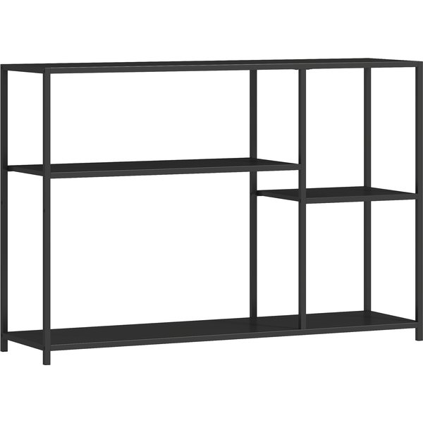HOMCOM Konsolentisch Flurtisch mit 4 Ablagen, Beistelltisch mit Stahlrahmen, Metallregal für Kleinen Raum, Eingang, Flur, Wohnzimmer, 110 x 30 x 75 cm Schwarz Aosom