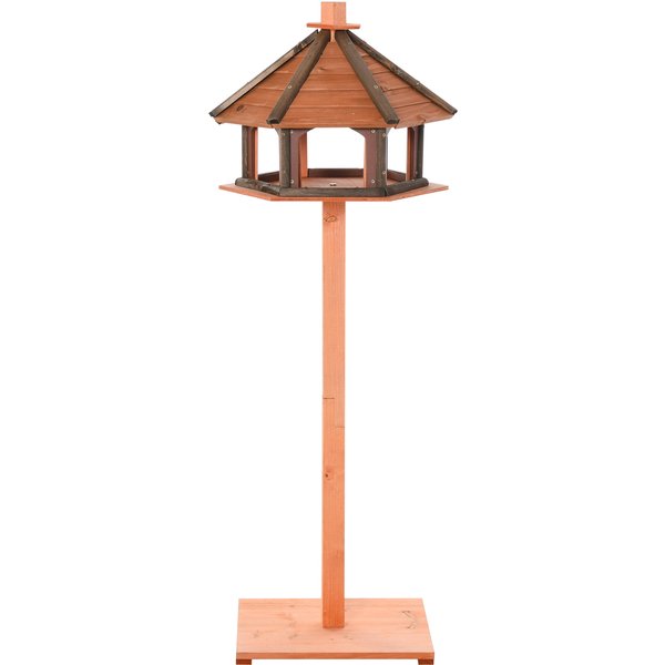 PawHut Vogelhaus, Ø52 x 130H cm, Vogelfutterhaus, hölzerner Vogelvilla, Futterhaus, Vogelständer, Vogel-Tischvogelhaus, Natur Aosom