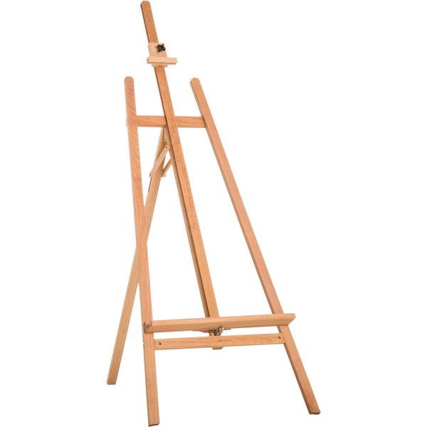 Homcom Chevalet D'artiste Chevalet De Plancher En Bois Sur Pieds Inclinaison Et Hauteur RéGlable Dim. 65L X 44L X 174-231H Cm Bois De HêTre Clair-image