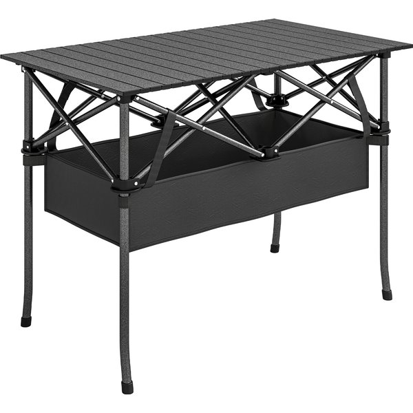 Outsunny Campingtisch Klapptisch mit Netzfach, Tragetasche, Gartentisch aus Aluminium Falttisch Beistelltisch für Garten Balkon Camping 93 x 68 cm Schwarz Aosom