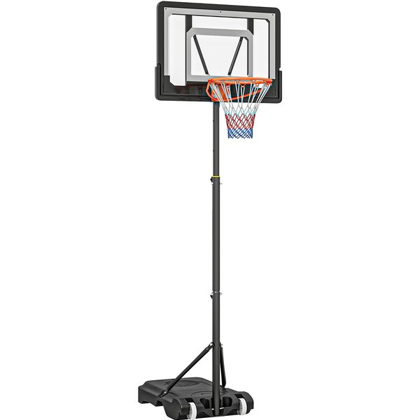 HOMCOM Basketballkorb für draußen Höhenverstellbarer Basketballständer für Kinder mit Rädern, Schwarz, 83 x 75 x 206-260 cm Aosom