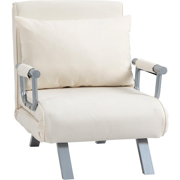 Homcom Fauteuil Chauffeuse Canapé-Lit Convertible 1 Place DéHoussable Grand Confort Coussin Pieds Accoudoirs-image