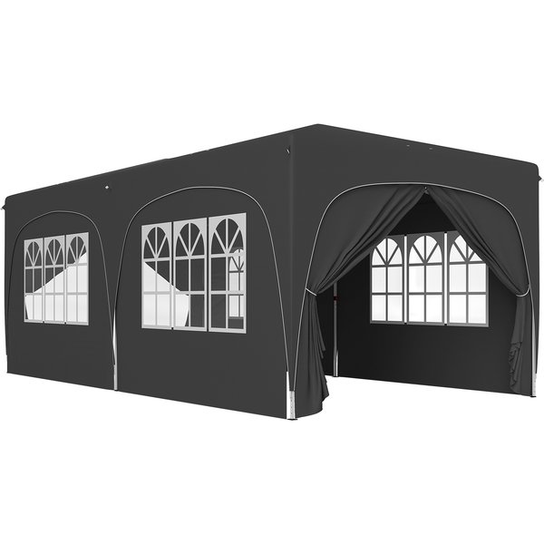 Outsunny Tonnelle Pliante 3 X 6M Pop Up, UPF50+ Hauteur Ajustable, Avec Sac De Transport Et Sacs De Sable, Gris Foncé-image