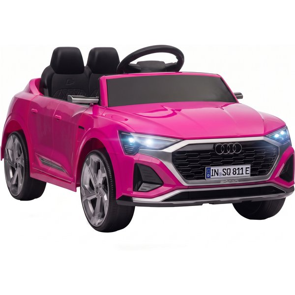 AIYAPLAY Kinder Elektroauto 12V Kinderauto mit Fernbedienung 2 Motoren Niedrigbatterie-Warnung Sanftanlauf 4-Rad-Federung, Kinderfahrzeug mit LED-Scheinwerfern Hupe Musik, für 3–4 Jahre Rosa Aosom