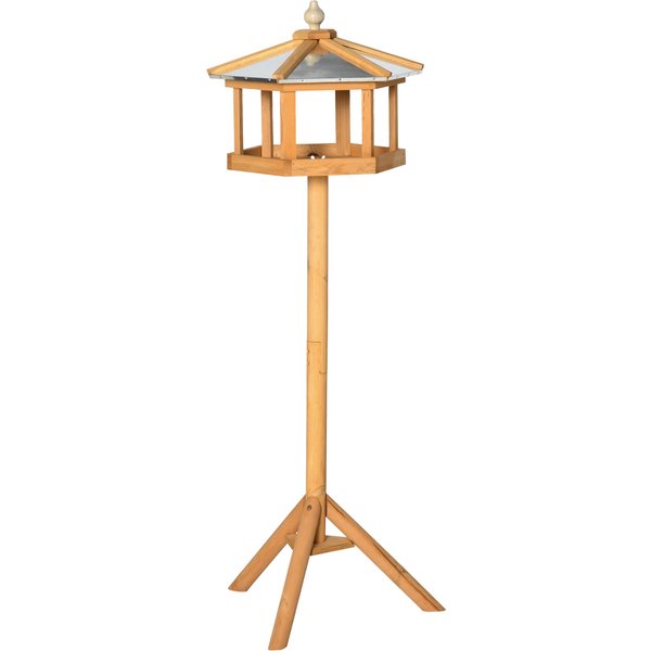 PawHut Vogelhaus Vogelvilla Futterhaus mit Ständer und Zinkdach 113x40x40 cm, wetterfestes Vogelhäuschen für Garten & Terrasse Aosom.de