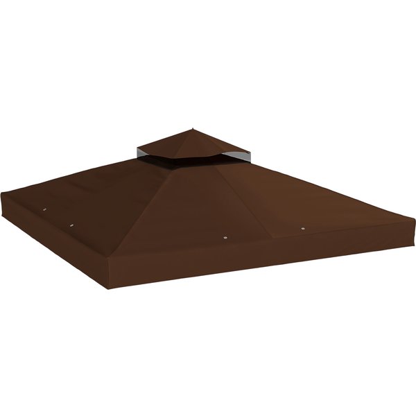 Outsunny Ersatzdach für Pavillon 3 x 3 m, wasserdicht Pavillondach, Doppeldach Ersatzbezug für Gartenpavillon, Ersatzteile aus Oxford-Stoff, 370 g/m², Kaffee exkl. Rahmen Aosom
