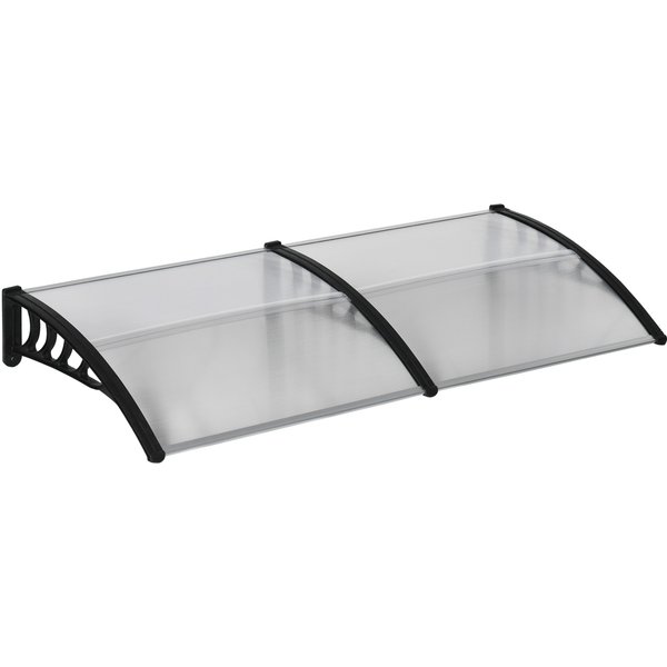 Outsunny Pultvordach Vordach für Haustür 200 x 96 x 27 cm Überdachung mit UV Schutz, Regenschutz Sonnenschutz für draußen Alu Schwarz Aosom